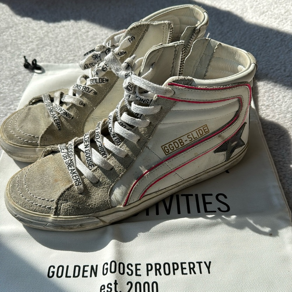 Golden Goose Slide high top sneaker size 36 in camo/pink